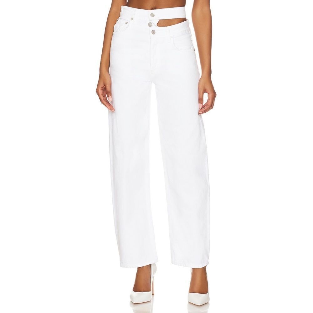 NWT AGOLDE Broken Waistband Ultra High Rise Straight Jean in Milkshake, Size 24